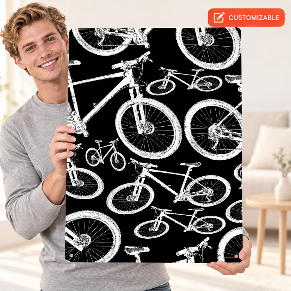 Mountain Biking Europe - โปสเตอร์อลูมิเนียมลายกราฟิกจักรยานเสือภูเขา ป้ายโลหะสั่งทำพิเศษ สไตล์มินิมอล ของตกแต่งผนังสำหรับห้องนั่งเล่น ของขวัญขึ้นบ้านใหม่
